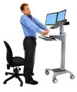Man working at standing desk